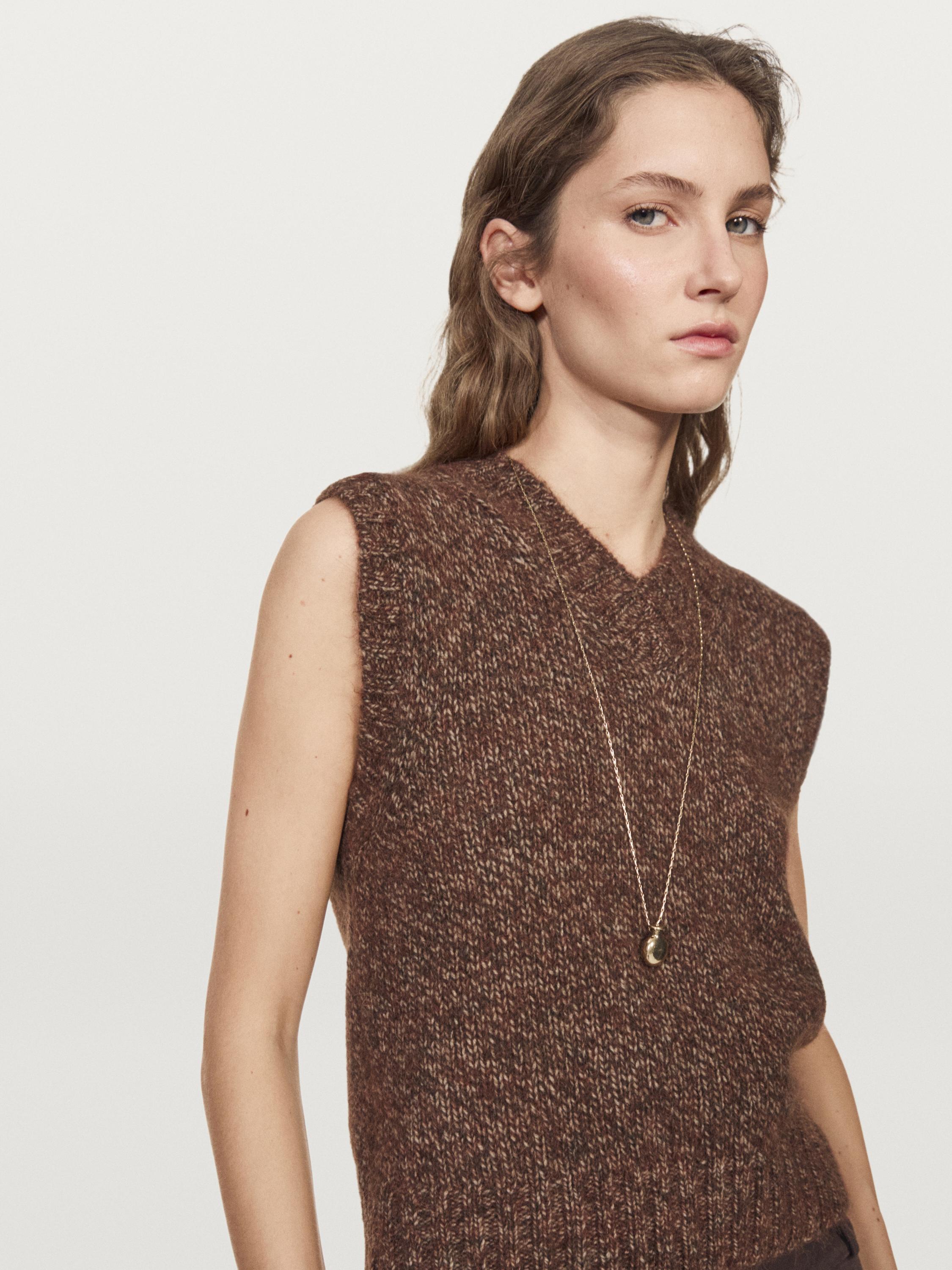 Flecked alpaca and felt texture vest